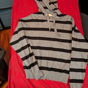 It's Our Time Gray and Black Striped Hoodie